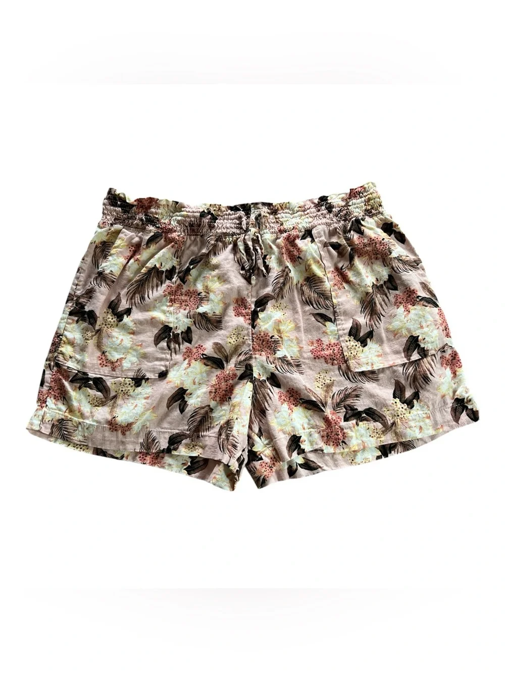 Time and Tru Pink Floral Drawstring Bermuda Shorts